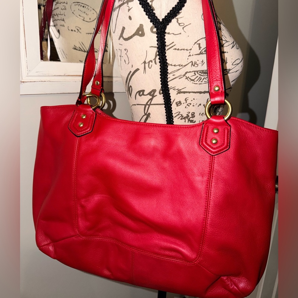 Coach Campbell Legacy Red Leather Handbag Gold Hardware Near New Condition ❤️ - Picture 8 of 15
